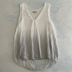 Giusy Silk Pleated V-Neck Ombre Sleeveless Tunic Blouse